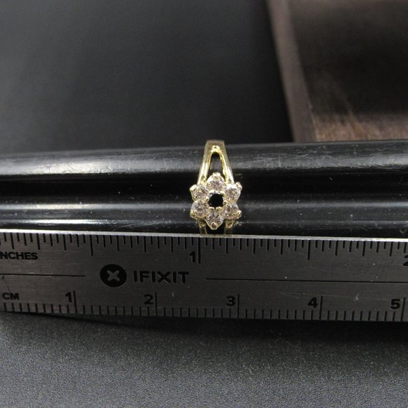 Size 6.25 14K Gold Floral Cubic Zirconia Gem Ring - Picture 7 of 8